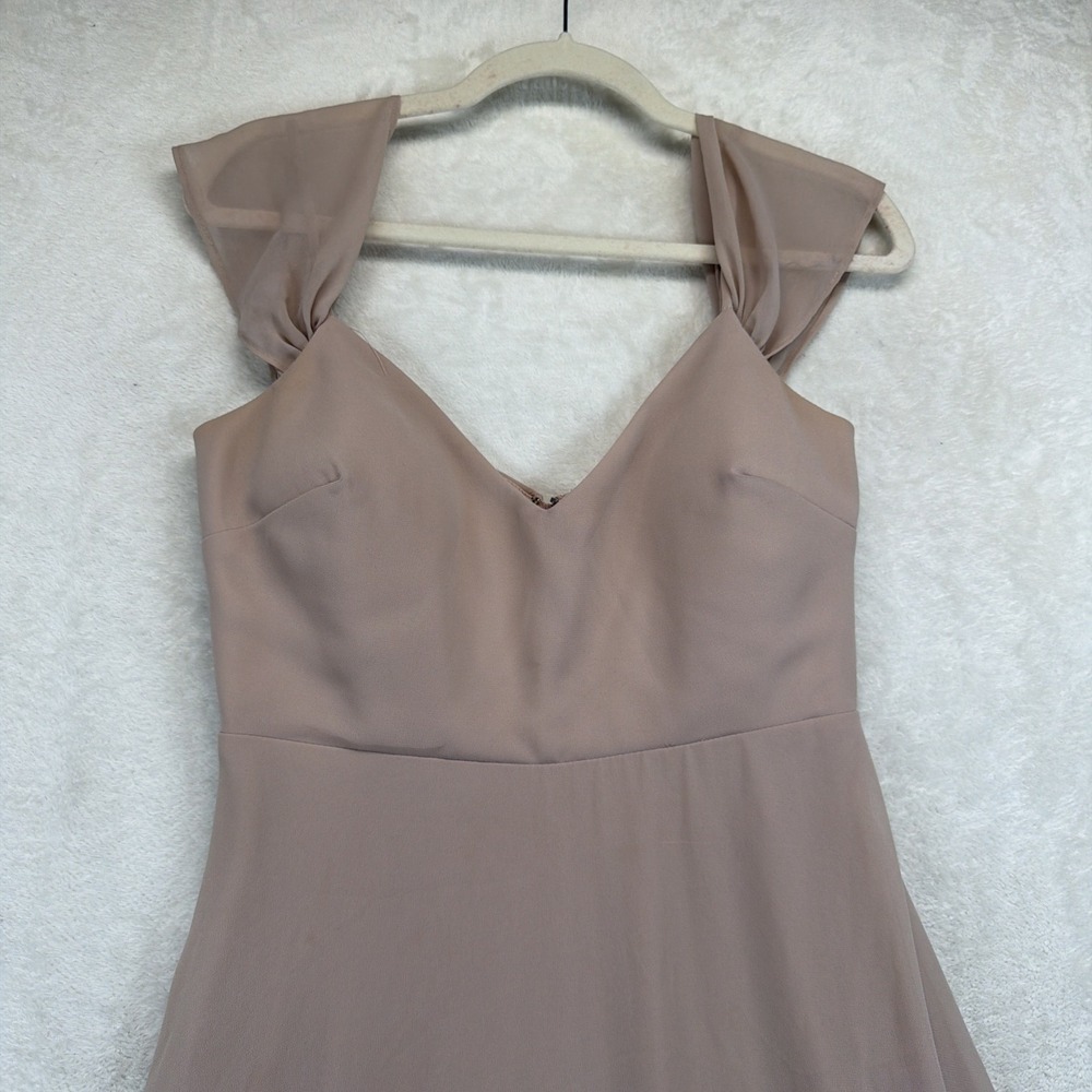 Birdy Grey Melissa Womens S Taupe Chiffon One Shoulder Bridesmaid Maxi Dress